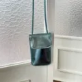 Glossy metallic vertical phone bag, stylish women crossbody small bag for daily outfit options. - Light Blue