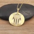 Gold-plated Hamsa hand pendant necklace sparkling with micro-pave cubic zirconia stones. - Micro-inlaid Zirconia Full Diamond (N1264)