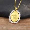 Gold Plated Angel Pendant Necklace with White Beads Trendy Fashion Clavicle Chain Jewellery - White