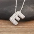 Silver letter E pendant necklace with sparkling cubic zirconia, elegant daily clavicle chain. - Letter E / Silver