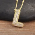 Elegante Collana con Ciondolo Lettera L Zircone Oro Micro Pavé Gioiello per Donne - Lettera L