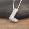 Silver tone letter L pendant necklace with sparkling micro-pave cubic zirconia stones for women. - L / Silver