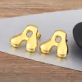 Glossy Gold Puffy Letter A Stud Earrings Simple Fashion Trendy Jewelry for Women and Men - Letter A