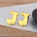 Gold Letter J Bubble Earrings Minimalist Trendy Fashion Smooth Jewelry For Women And Men - Letter J