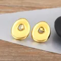 Minimalist gold irregular round stud earrings for women and men, chic fashion jewelry. - Letter O