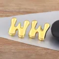 Gold Bubble Letter W Stud Earrings, Glossy Metallic Finish Fashion Jewelry Variant - Letter W