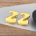 Gold bubble letter Z earrings minimalist shiny metal stud earrings for women fashion daily wear - Letter Z