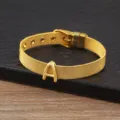 Gold mesh initial bracelet 18k copper plated letter A charm watch band jewelry variant - Letter A