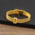 Gold plated mesh letter D bracelet adjustable fashion jewelry gift for women daily wear - Letter D