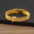Gold plated mesh letter F bracelet, stylish DIY alphabet wristband fashion jewelry gift. - Letter F