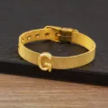 18k gold plated mesh letter bracelet, customizable alphabet DIY charm jewelry variant. - Letter G