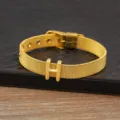 Gold plated mesh letter H bracelet DIY charm jewelry fashion accessory for women gift - Letter H