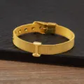 Gold-plated mesh alphabet letter I bracelet, adjustable DIY jewelry for daily fashion wear. - Letter I