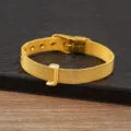 Gold-plated mesh bracelet with letter J charm, stylish DIY jewelry accessory for women and girls. - Letter J