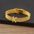 18k gold plated copper mesh bracelet with letter K charm adjustable watch strap style - Letter K
