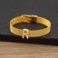 Gold plated mesh letter bracelet DIY initial jewelry fashion accessory for women daily wear - Letter R
