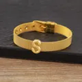 Gold letter S mesh bracelet adjustable watch strap style fashion diy jewelry accessory gift - S