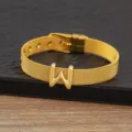 18k Gold Plated Letter W Mesh Bracelet DIY Charm Jewelry Elegant Gift For Women Sparkle - Letter W