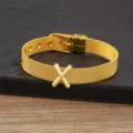 Gold-plated mesh charm bracelet with letter X pendant adjustable watchband style 1pc - Letter X