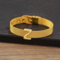 18k gold plated mesh chain bracelet with letter Z charm stylish fashion jewelry accessory - Letter Z