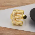 Vergoldeter Ballon Buchstabe E Ring, verstellbarer Zirkon Ring Modeschmuck Damen. - Buchstabe E Stil / Verstellbare offene Größe / Gold