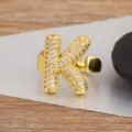 Vergoldeter Puffy Buchstabe K Zirkonia Ring Verstellbarer Offener Modeschmuck Neu - Buchstabe K Stil / Verstellbare offene Größe / Gold