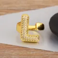Verstellbarer Gold Buchstabe L Ring Zirkonia Ballon Initialen Schmuck Geschenke Damen - Buchstabe L Stil / Verstellbare offene Größe / Gold