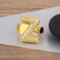 Vergoldeter Ballon Buchstabe Z Zirkon Ring Verstellbarer Offener Fingerring Schmuck - Buchstabe Z Stil / Verstellbare offene Größe / Gold
