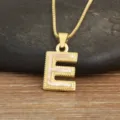 Gold Initial Letter E Necklace Mother of Pearl Pendant Fashion Jewelry for Women Chic - Letter E