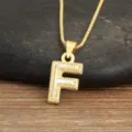 Gold Plated Mother of Pearl Letter F Pendant Necklace Chic Initial Jewelry Variant - Letter F
