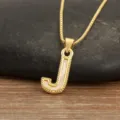 Gold-plated letter J pendant necklace with natural mother-of-pearl inlay for women and girls. - Letter J