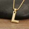 Gold-plated copper letter L pendant necklace with natural mother-of-pearl inlay for women variant. - L
