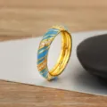 Exquisite Blue Enamel Spiral Zirconia Ring 18K Gold Plated Copper Statement Jewelry - 6 / Light Blue