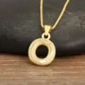 Gold plated letter O necklace with natural mother of pearl pendant for women elegant jewelry - Letter O