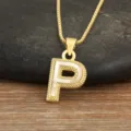 Gold-plated Mother of Pearl Letter P Necklace Pendant, Elegant Clavicle Chain Jewelry - Letter P