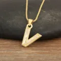 Gold Plated Mother of Pearl V Letter Pendant Necklace Chic Dainty Jewelry Variants - Letter V