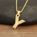 Gold-plated mother of pearl letter Y pendant necklace for women, elegant jewelry design. - Letter Y