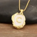 Gold plated irregular letter C pendant necklace, stylish enamel initial jewelry accessory. - Letter C