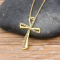 Fashion gold plated cross necklace for women, elegant colorful cubic zirconia pendant jewelry. - Colorful Zirconia Cross Style (N104)