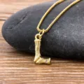 18K Gold Plated Letter L Pendant Necklace Minimalist Bamboo Initial Jewelry for Women Daily Wear - Letter L