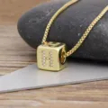 Gold-plated cubic letter H pendant necklace with sparkling zircon stones for women fashion. - Letter H