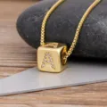 Gold Plated Zircon Pave Cube Letter A Pendant Necklace Fashion Women Jewelry Variant - Letter A