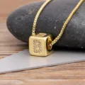 Gold-plated cubic zirconia initial B pendant necklace, elegant cube design jewelry gift for women. - Letter B