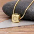 Dainty Gold Plated Cubic Zirconia Initial Letter C Cube Pendant Necklace Variant Item - Letter C
