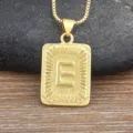 Gold-plated letter E pendant necklace for men, hip-hop style fashion stainless steel jewelry. - Letter E