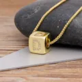 Gold-plated cubic letter D pendant necklace with sparkling zircon stones for women and girls. - Letter D