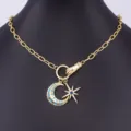 Modische vergoldete Stern Mond Hand Anhänger Halskette Zirkon Geometrie Choker Kette. - Stern Mond Handverschluss Kette (N565)