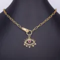Collana malocchio placcata in oro con chiusura a mano e zirconi da donna gioiello chic - Collana Grossa Chiusura a Mano Malocchio (N567)