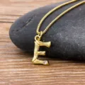 18k gold plated bamboo letter E pendant necklace minimalist initial jewelry for women - Letter E