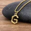 Gold bamboo letter G pendant necklace minimalist initial jewelry for women and girls daily wear - Letter G